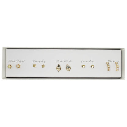 5 Pairs Multipack Stud Earrings Set with Gift Box