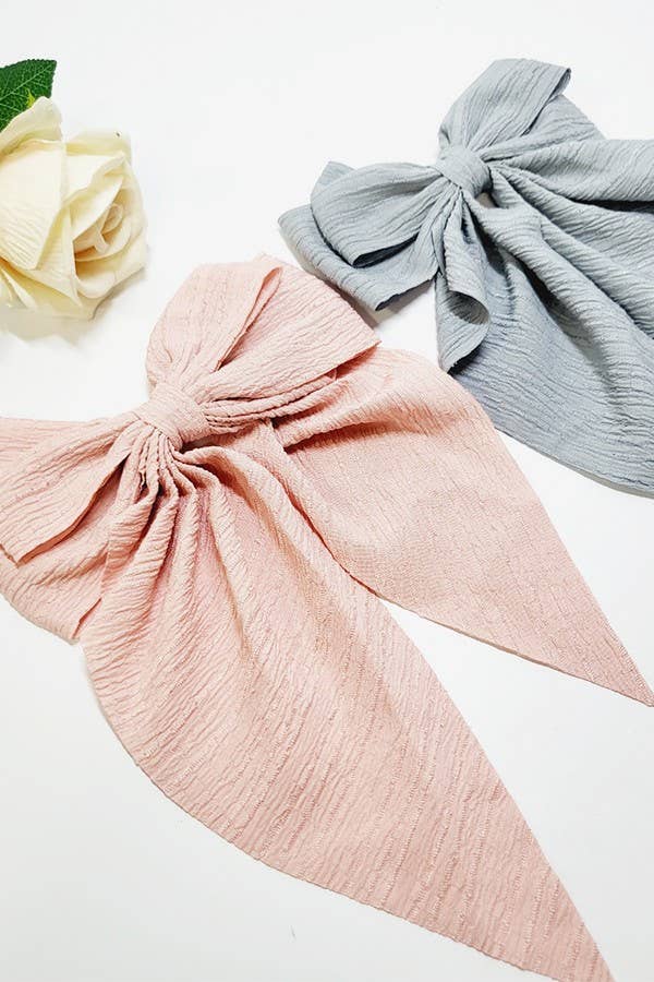 Wrinkled Line Fabric Long Tail Hair Bow