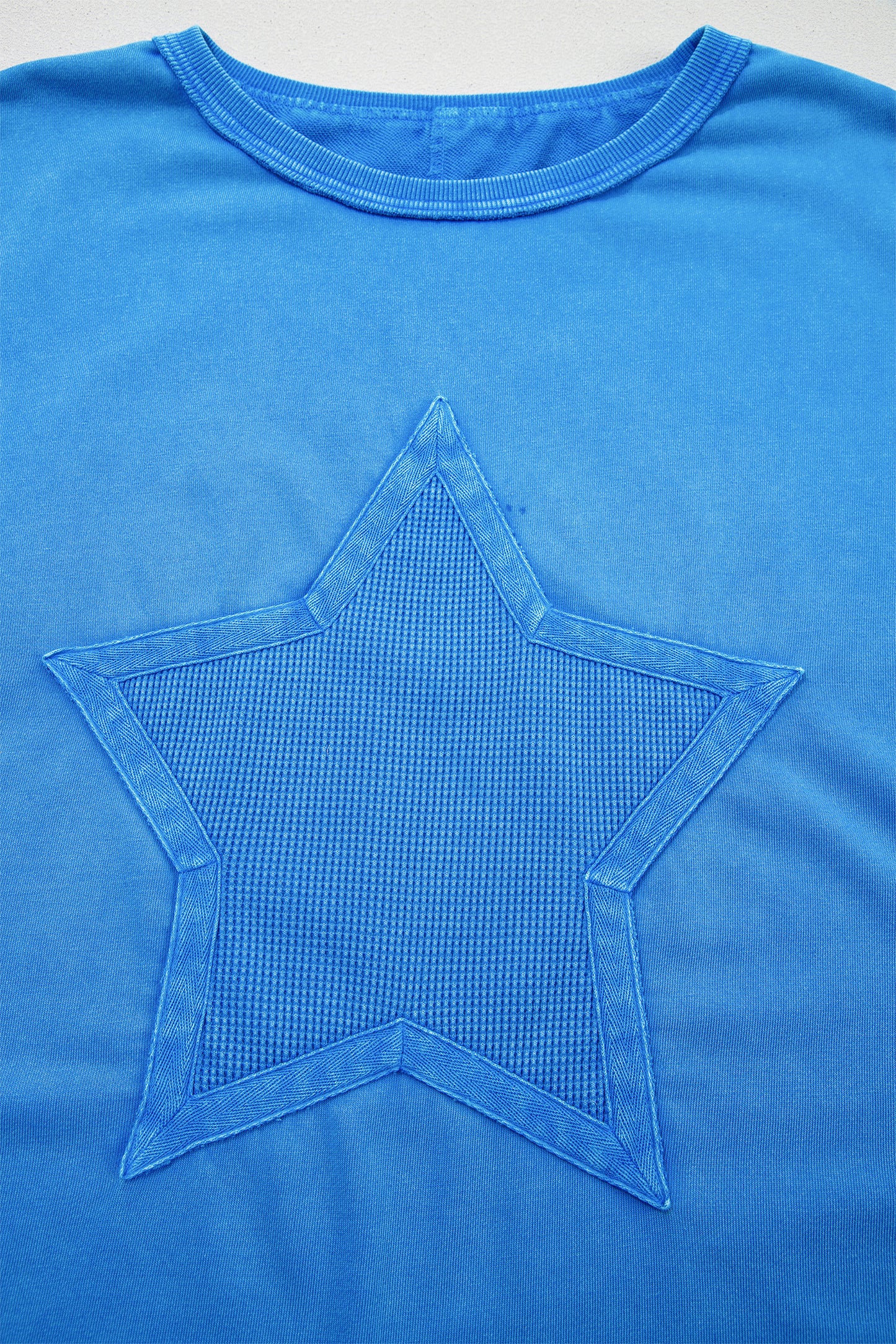~PREORDER ~ Blue Mineral Wash Star Mesh Patchwork Oversize Tee ~PREORDER ~