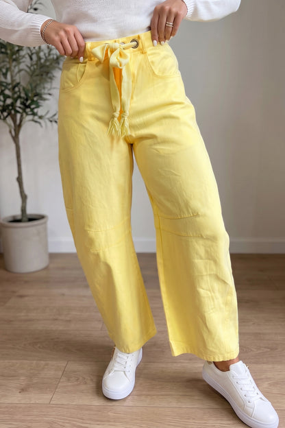 ~PREORDER~ Sunshine & Blush Grommet Tie-Waist Barrel Jeans ~PREORDER~