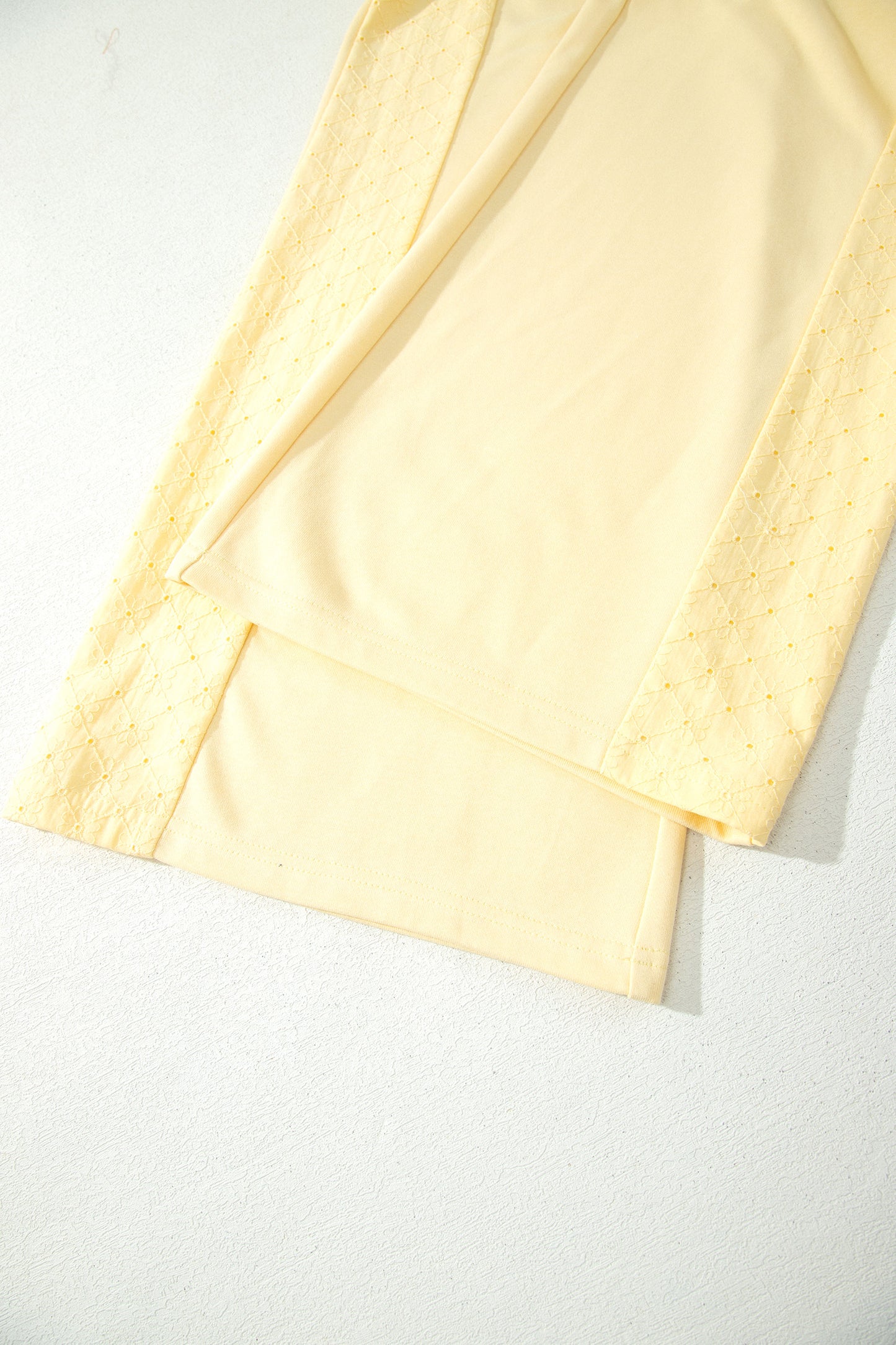 ~PREORDER ~ Yellow Cream Eyelet Lace Cropped Pullover & Drawstring Pants Set ~PREORDER ~