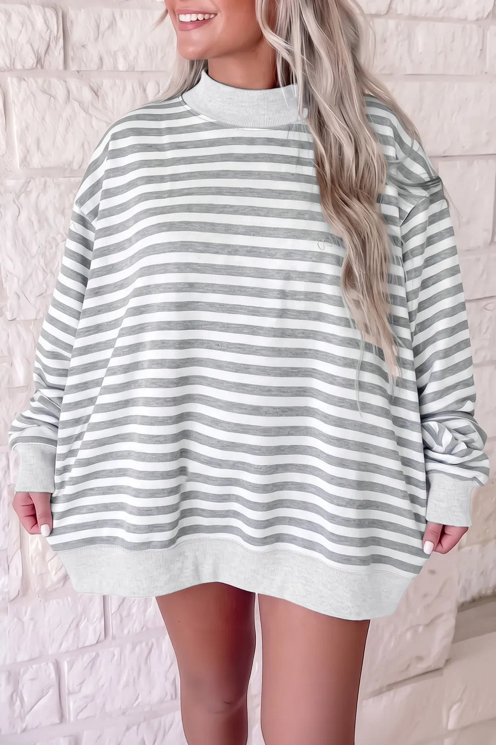 ~PREORDER~ Easy Stripe Oversized Mock Neck Tunic ~PREORDER~