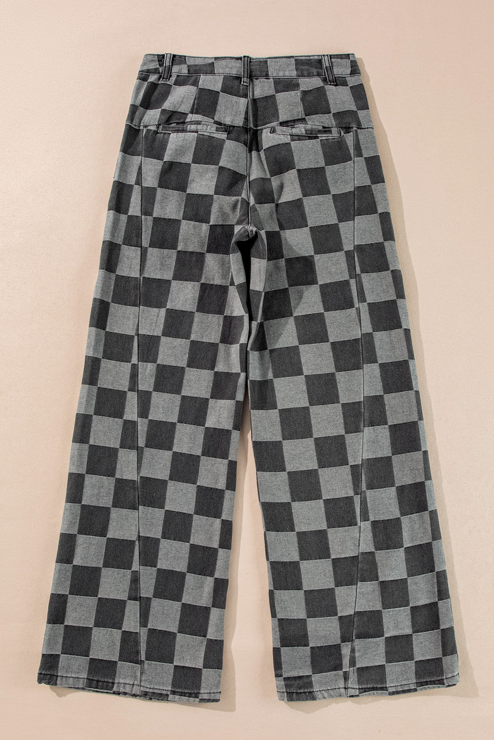 ~PREORDER ~ Dark Grey Checkered Denim Wide Leg Jeans ~PREORDER ~
