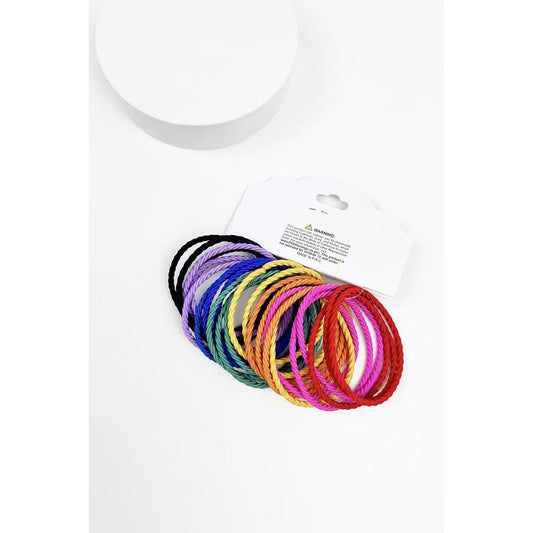 Assorted Bright Color Twisted Elastic Hair Tie Set