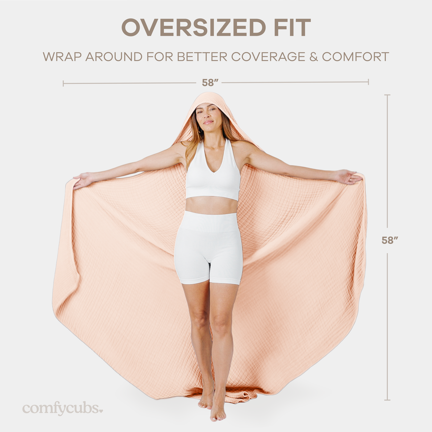 Adult Hooded Towel, Large Hoodie Blanket by Comfy Cubs