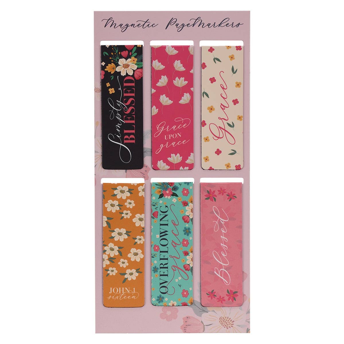 Simply Blessed Magnetic Bookmark Set | Floral Christian Bookmarks