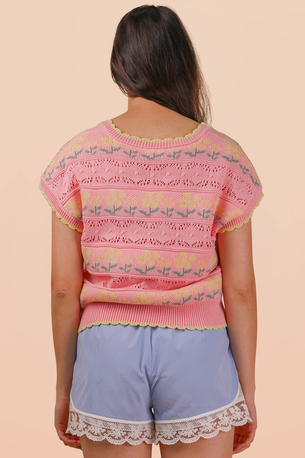 Sweet Meadow Floral Knit Sweater Vest