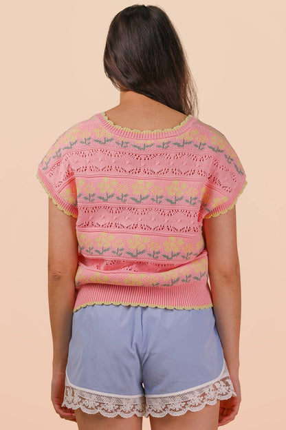 Sweet Meadow Floral Knit Sweater Vest
