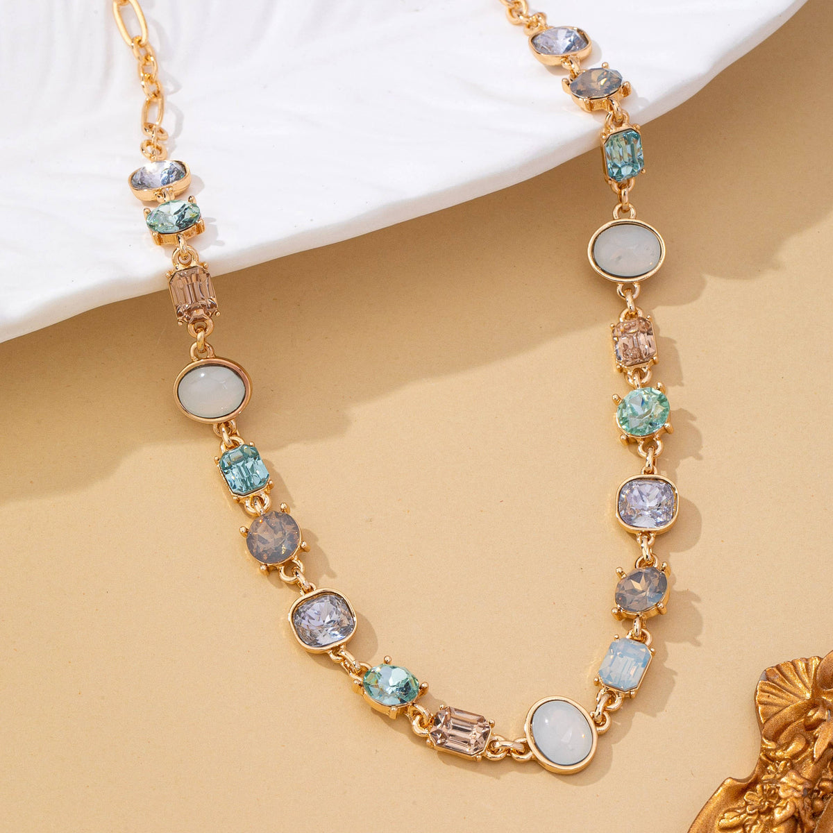 Opal Crush Necklace | Multi Gemstone Crystal Link Necklace