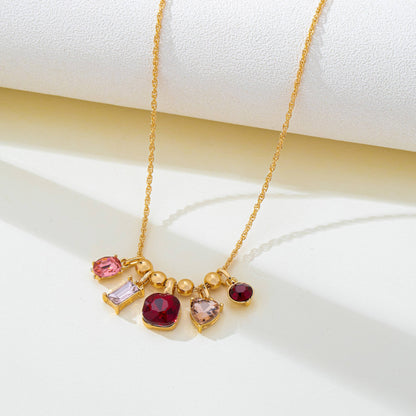 Gem Garden Necklace | Gold Multi-Color Crystal Charm Pendant Necklace