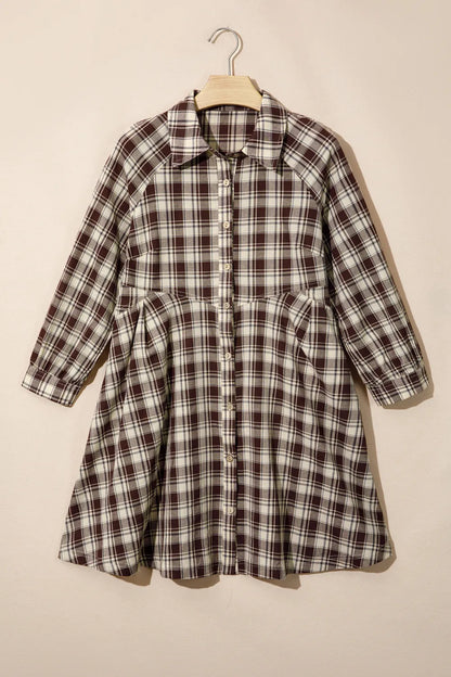 ~PREORDER~ Mocha Morning Plaid Button Front Dress ~PREORDER~