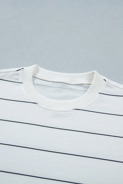 ~PREORDER~ White Stripe Tee & Drawstring Shorts Set ~PREORDER~