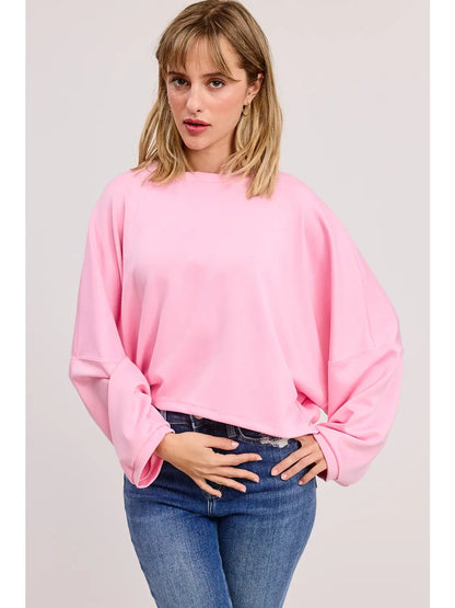 Oversized Loungey Scuba Top – Relaxed Fit Scuba Knit Boutique Pullover