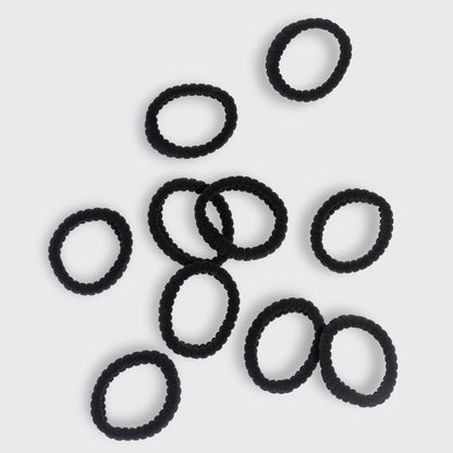 Recycled Fabric Ribbed Hair Elastics 10pc Set - Black by kitsch