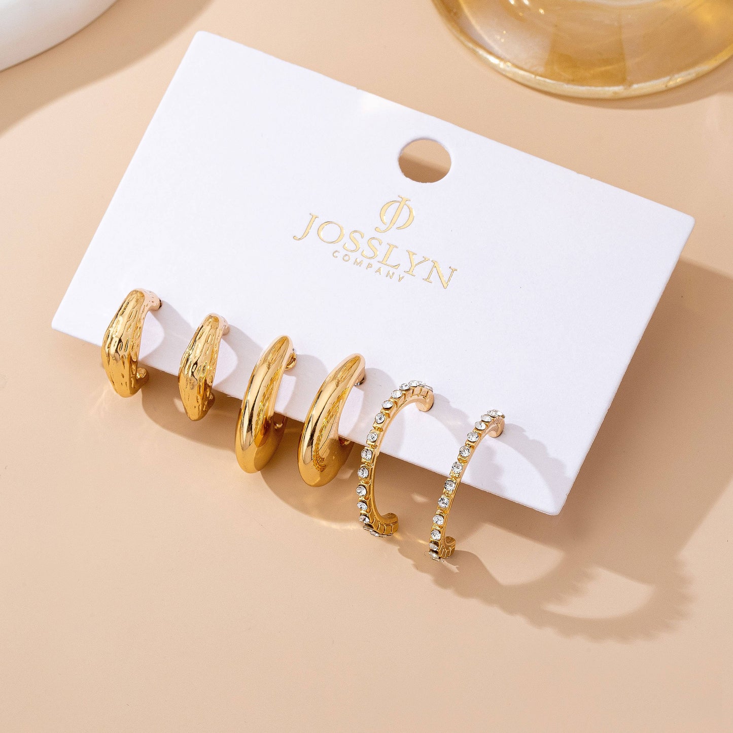 Golden Glow Hoop Earring Set | Hypoallergenic Gold Huggie & Dome Hoop Earrings