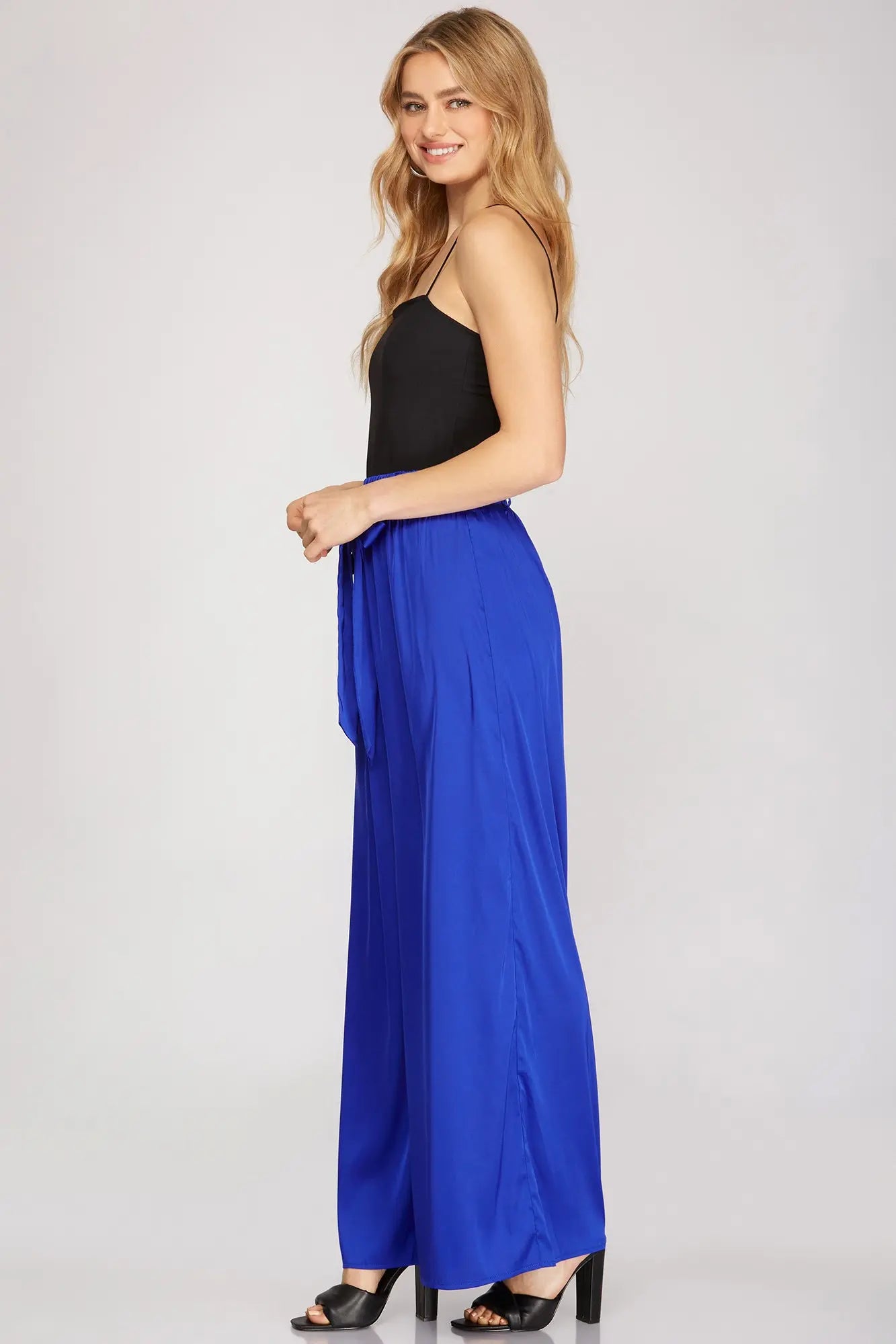 Royal Flow Tie-Waist Palazzo Pants