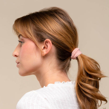 Recycled Fabric Ribbed Hair Elastics 10pc Set - Blush by Kitsch