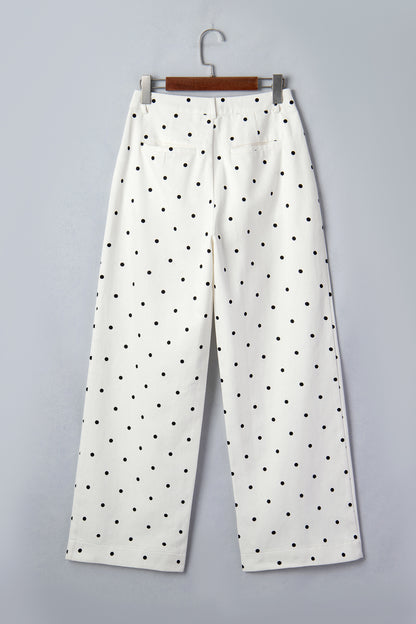 ~PREORDER ~ White Polka Dot Scalloped Patch Pocket Pants ~PREORDER ~