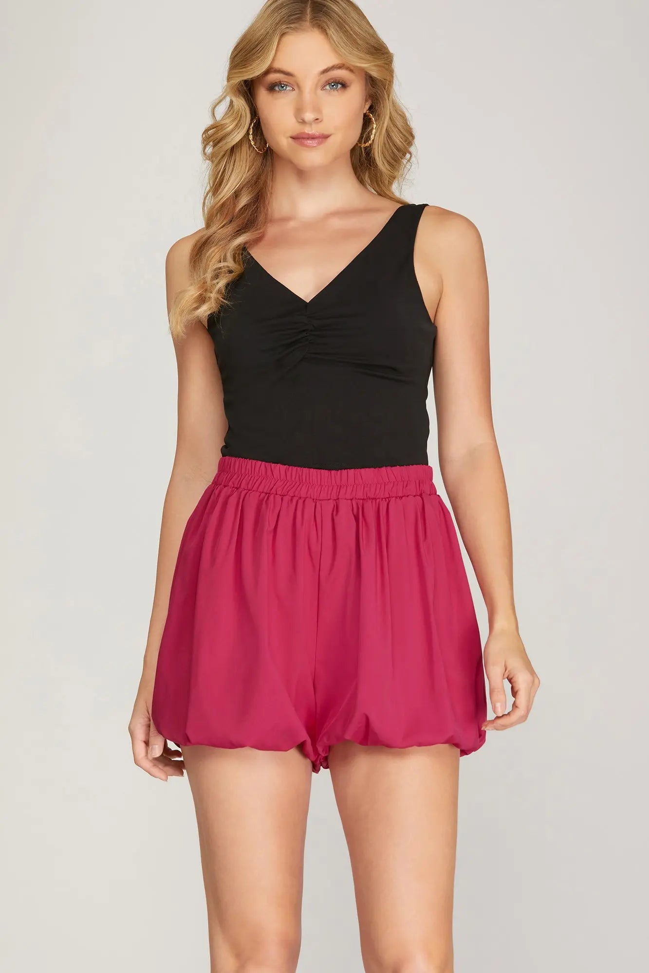 Sweet Escape Bubble Hem Elastic Waist Shorts