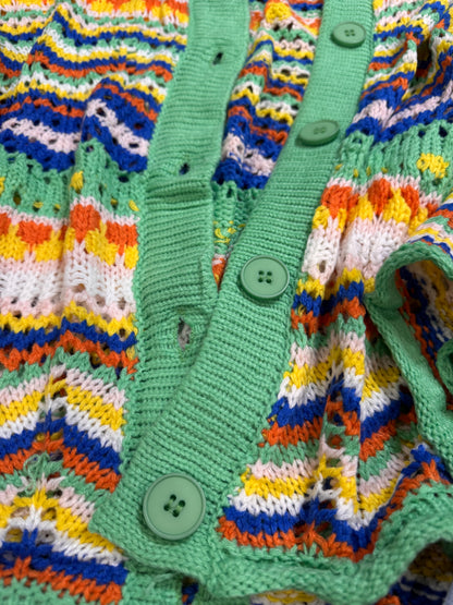 Multi-Colored Knit Sweater with Button Detail – Cozy & Colorful Style