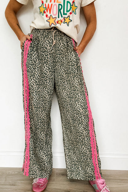 ~PREORDER ~ Brown Leopard Print Drawstring Pants ~PREORDER ~
