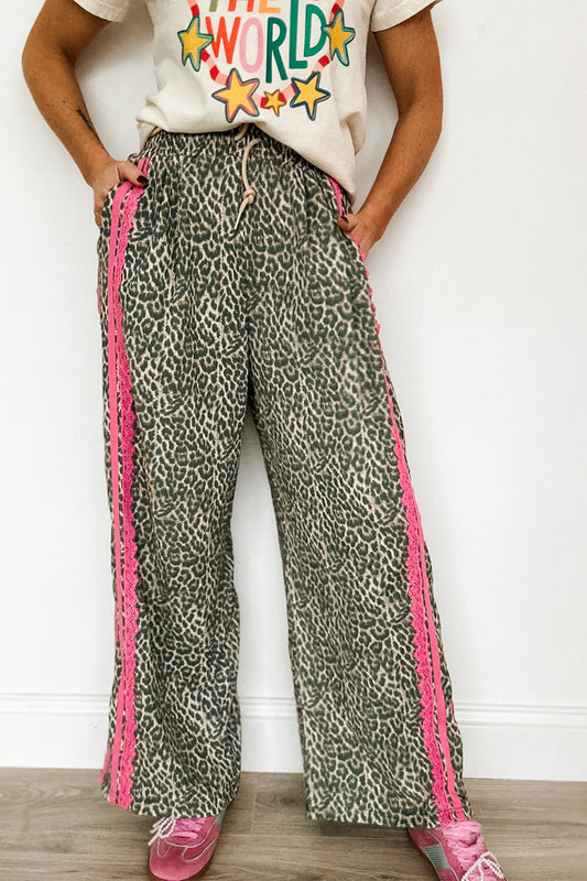 ~PREORDER ~ Brown Leopard Print Drawstring Pants ~PREORDER ~