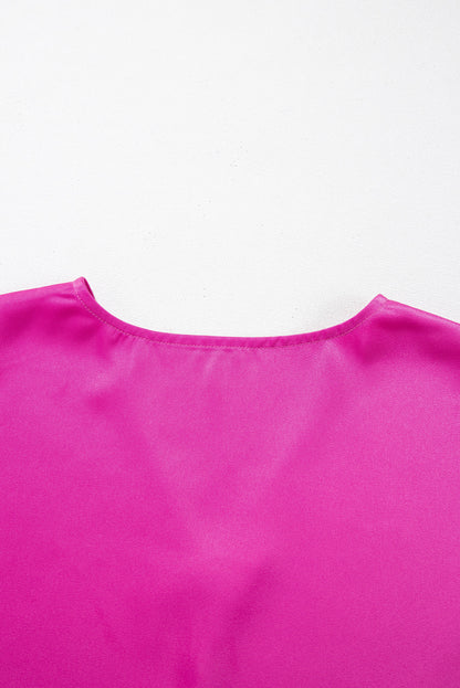 ~PREORDER ~ Bright Pink Silky V Neck Dolman Blouse ~PREORDER ~