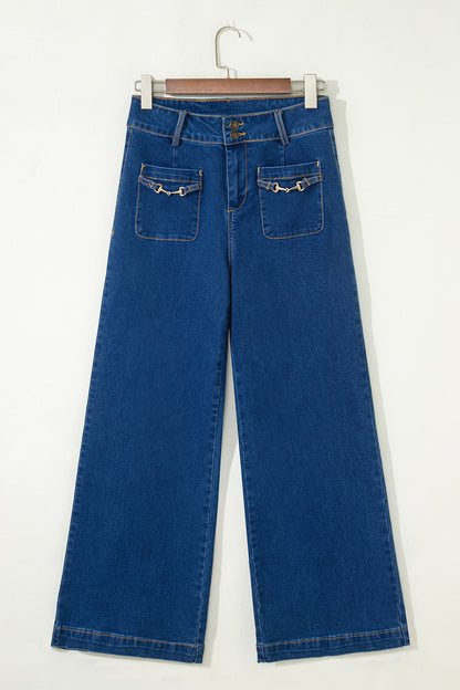 ~PREORDER ~ Sail Blue Hardware Pocket Wide Leg Jeans ~PREORDER ~