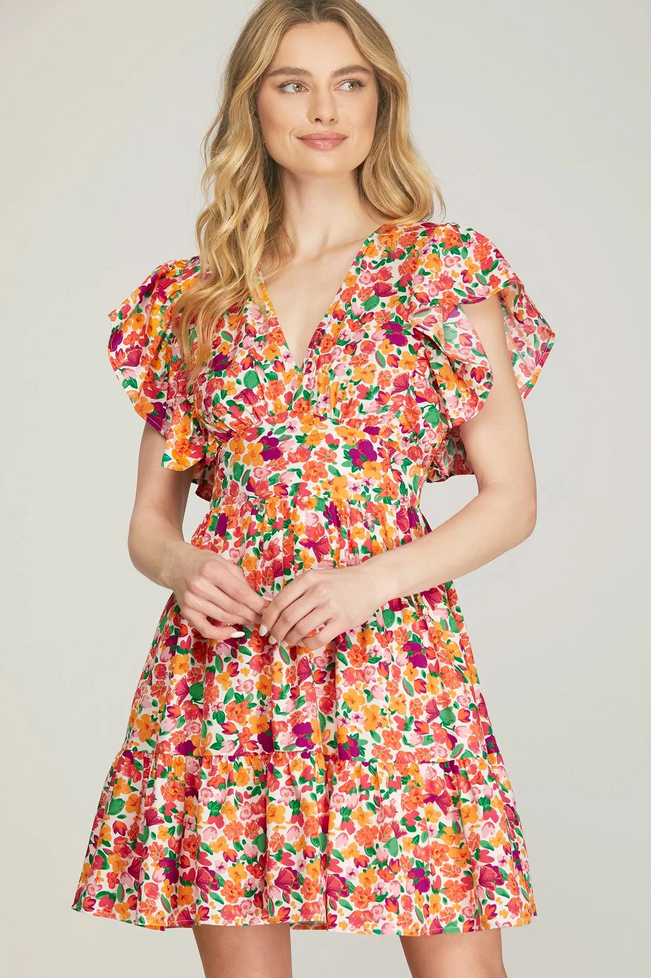 Bloom With Confidence Ruffle Sleeve Dress