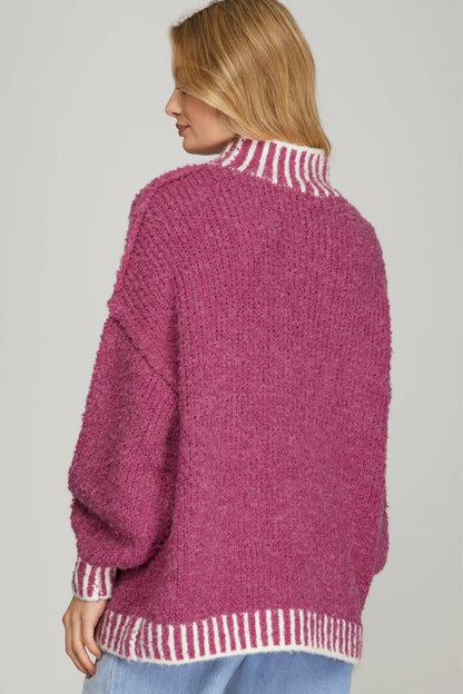 Berry Sweet Mock Neck Cozy Sweater