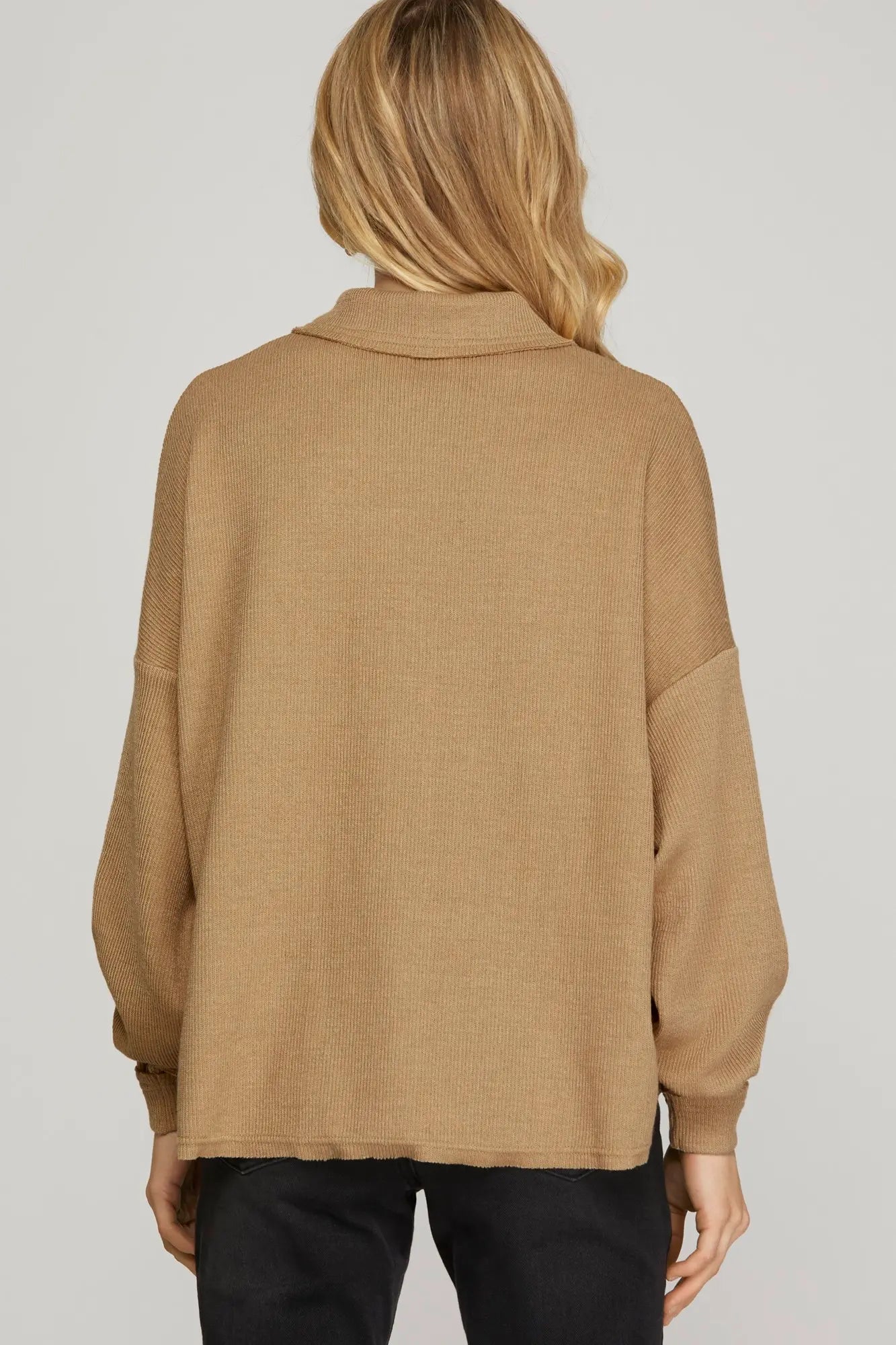 Easy Does It Collared Knit Top