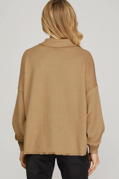 Easy Does It Collared Knit Top