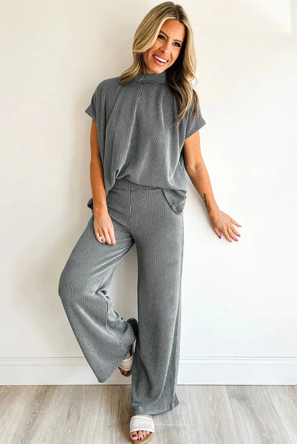 ~PREORDER~ Charcoal Comfort Ribbed Two Piece Pant Set ~PREORDER~