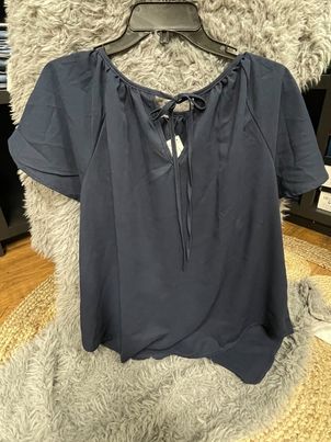 Lightweight Silky Navy Tie Blouse