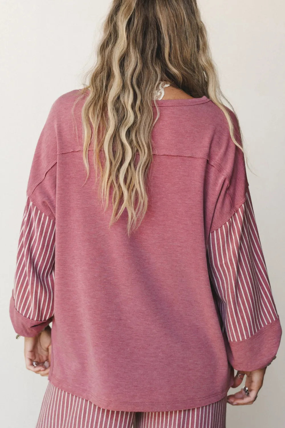 ~PREORDER~ Fuchsia Raw Seam Patchwork Top & Pocket Pants Set ~PREORDER~