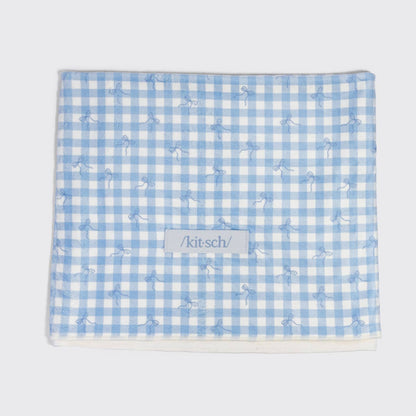 Kitsch XL Hair Towel Wrap – Gingham Blue | Oversized Microfiber Hair Drying Turban