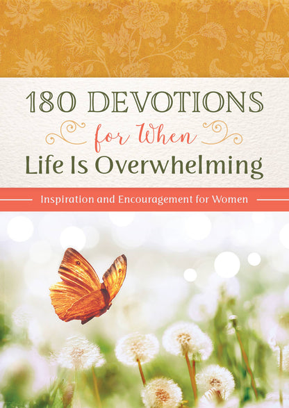 “Cover of 180 Devotions for When Life Is Overwhelming by Hilary Bernstein”

“Inside spread showing a devotion page”

“Paperback devotional book — pocket size”
