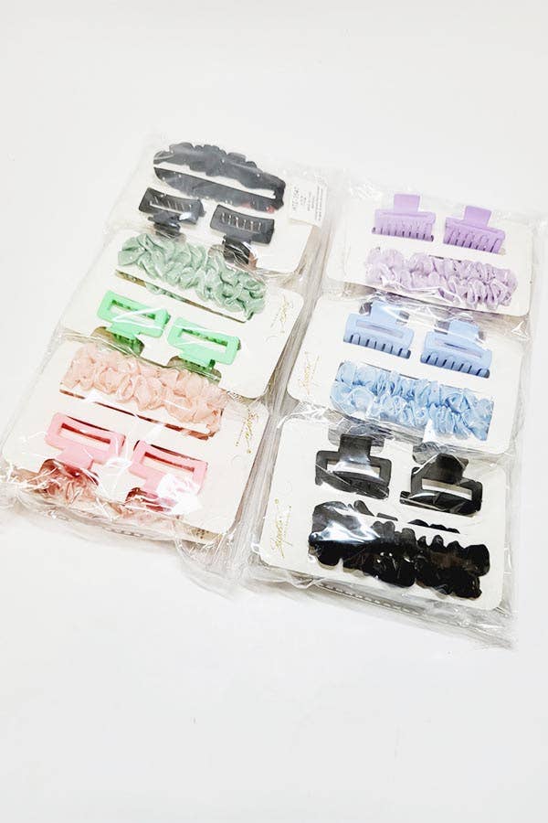 4 pc Small Hair Claw Clip and Scrunchie Set