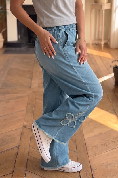 ~PREORDER~ Daisy Days Frayed Floral Wide Leg Jeans ~PREORDER~