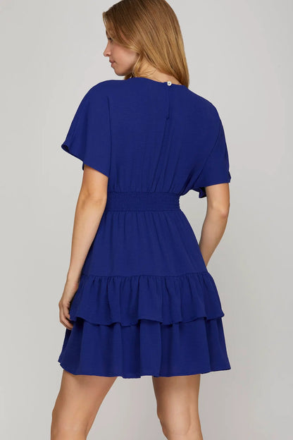 Sapphire Breeze Smocked Mini Dress