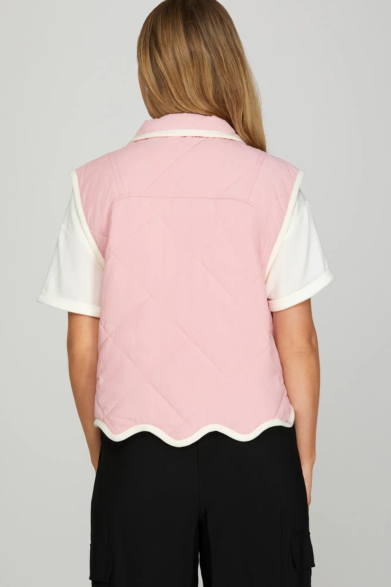 Pretty in Pink Scalloped Quilted Vest