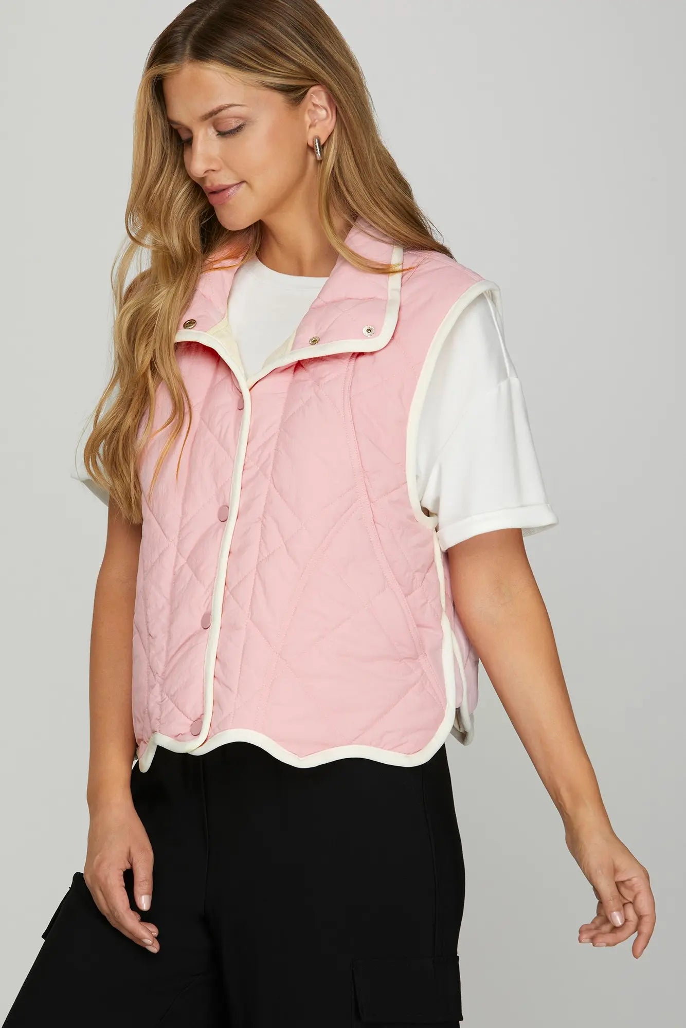 Pretty in Pink Scalloped Quilted Vest
