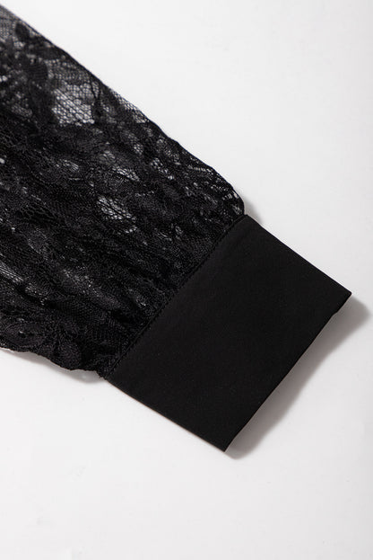 ~PREORDER ~ Black Lace Sleeve Keyhole Blouse ~PREORDER ~