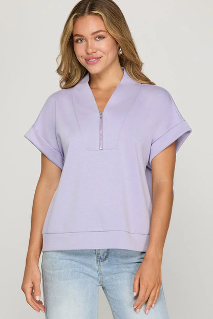 Zip Into Comfort | Short Sleeve Pullover Top