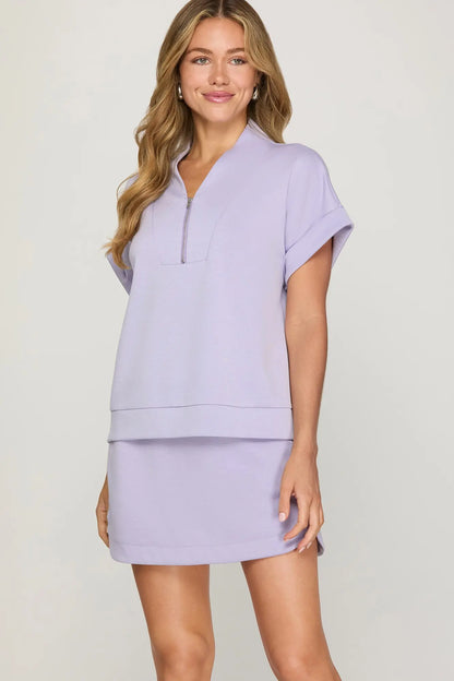 Zip Into Comfort | Short Sleeve Pullover Top