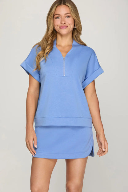 Zip Into Comfort | Short Sleeve Pullover Top