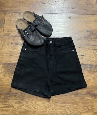 Risen Black High Rise Jean Shorts