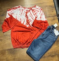 Tie Dye Red and white Blouse