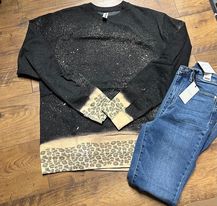 Acid Washed Cheetah Accent Crewneck