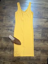 Yellow Ribbed Skinny Dress